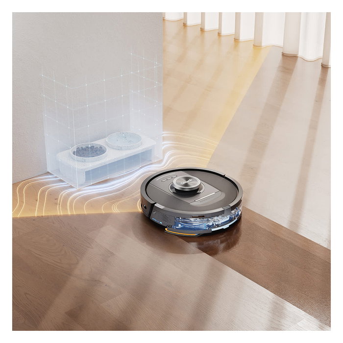 Shark RV2800YEEU Robot Aspirador y Fregador con LiDAR, Programable, Para Alfombra y Suelo Duro, Negro y Plata, Capacidad Polvo 0.3L y Agua 1.7L, 110 Min Autonomía