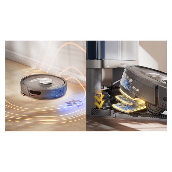 Shark RV2800YEEU Robot Aspirador y Fregador con LiDAR, Programable, Para Alfombra y Suelo Duro, Negro y Plata, Capacidad Polvo 0.3L y Agua 1.7L, 110 Min Autonomía