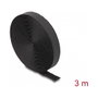 DeLOCK Cinta autoadhesiva de gancho y bucle 3 m x 20 mm negro