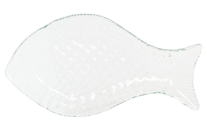 DKD Home Decor Set de 3 Bandejas de Cristal Azul Celeste con Diseño de Pez
