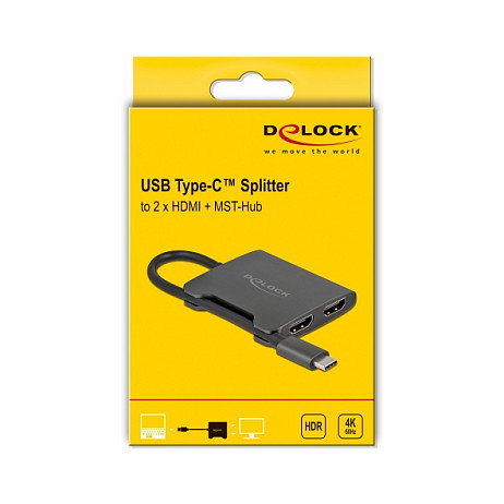 DeLOCK Divisor USB Type-C a 2 x HDMI MST 4K 60 Hz DeLOCK Divisor USB Type-C a 2 x HDMI MST 4K 60 Hz