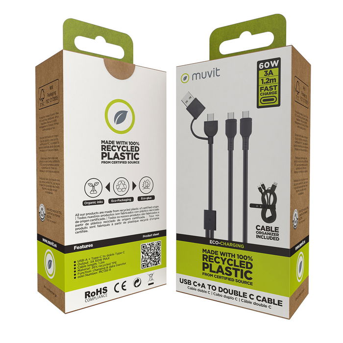 Cable USB-C Muvit for Change Negro