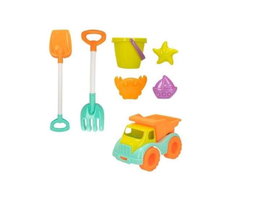 Color Baby Camión de Playa 18 cm con Pala, Rastrillo, Cubo y 3 Moldes - Juguete Infantil para Verano