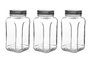 Hermia SHY8203LU Juego de 3 Tarros de Cristal con Tapa Plateada 820 ml cada uno, Apto para Lavavajillas