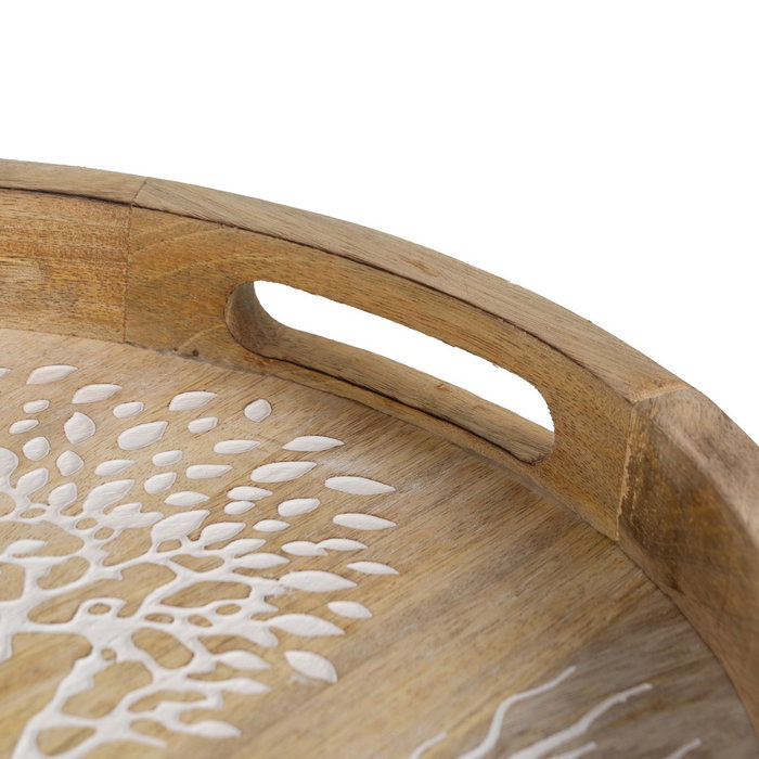 Bandeja Blanco-Natural Madera de Mango 35 X 35 X 5 cm