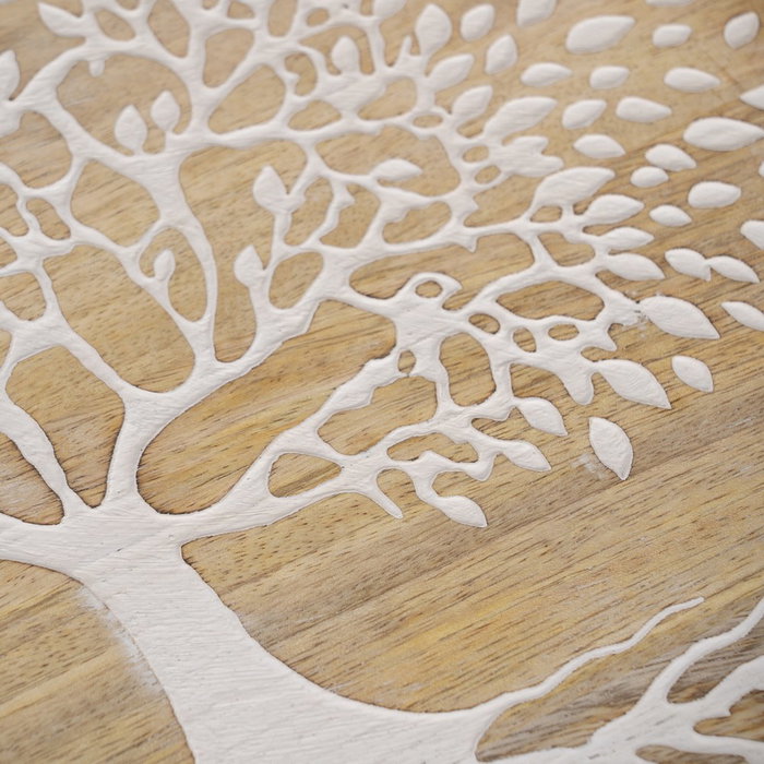 Bandeja Blanco-Natural Madera de Mango 35 X 35 X 5 cm Bandeja Blanco-Natural Madera de Mango 35 X 35 X 5 cm