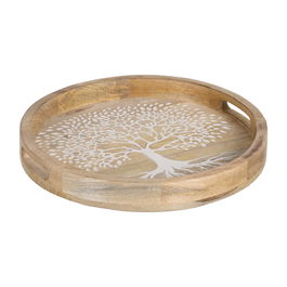 Bandeja Blanco-Natural Madera de Mango 35 X 35 X 5 cm