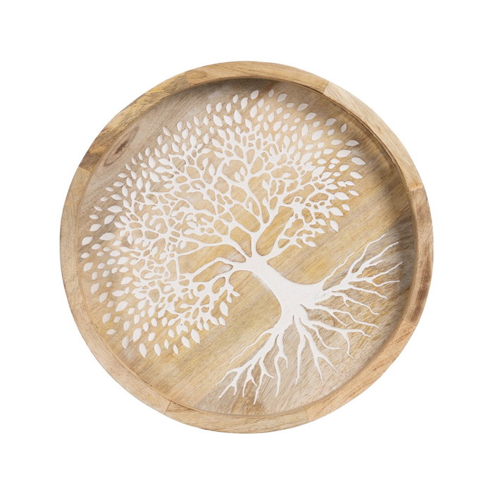 Bandeja Blanco-Natural Madera de Mango 35 X 35 X 5 cm Bandeja Blanco-Natural Madera de Mango 35 X 35 X 5 cm