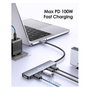 Equip Adaptador USB-C a HDMI con 3x USB-C, USB PD, 4K 60Hz, 0.25m, Aluminio