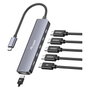 Equip Adaptador USB-C a HDMI con 3x USB-C, USB PD, 4K 60Hz, 0.25m, Aluminio
