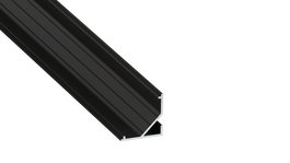 KIMERA Perfil de Aluminio ARRE Anodizado Negro con Difusor Opal, Tapones y Clips, 2,02m