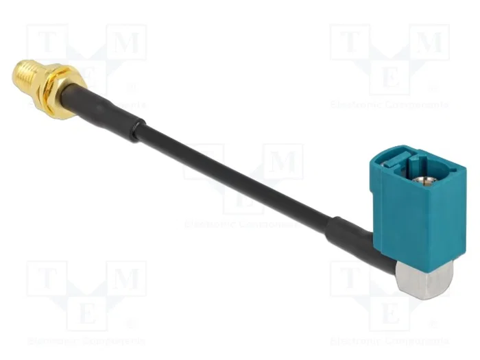DeLOCK Cable de antena FAKRA Z jack 90° a SMA jack bulkhead RG-174 10 cm, Negro