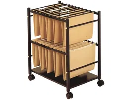 Q-connect Carrito para Carpetas Colgantes Negro con Ruedas para Tamaño Folio, Capacidad +100 Carpetas, Metalico