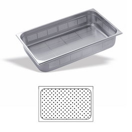Vollrath Pujadas Cubeta GN 1/1 Perforada, Acero Inox 18/10, 53x32.5x20 cm, Capacidad 26 Litros