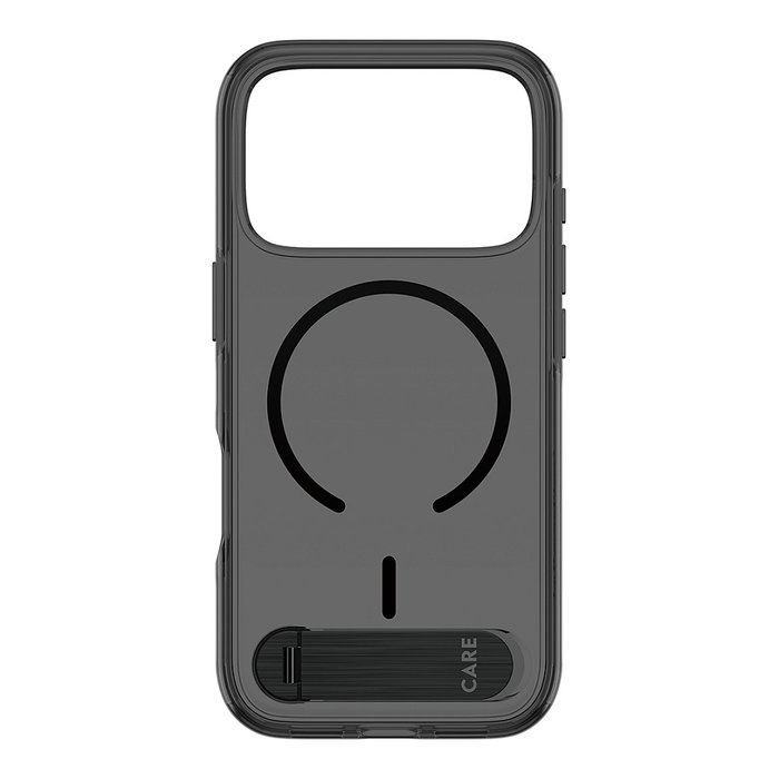 PanzerGlass CARE by PanzerGlass Kickstand Case para iPhone 17 Pro, Smokey m. Schwarz con MagSafe y Soporte
