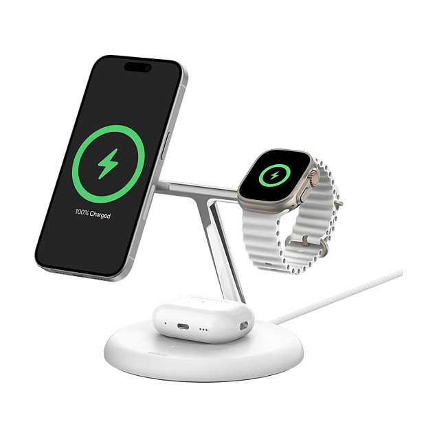 Belkin Base de carga inalámbrica 3 en 1 Qi2 Blanco WIZ023VFWH