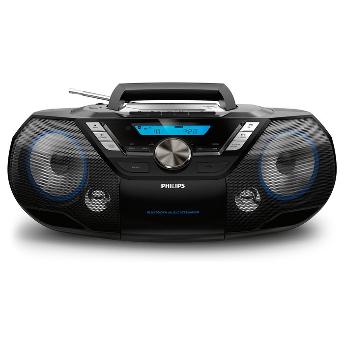Philips CD Soundmachine Radio Portátil AZB798T/12 Ghettoblaster con CD, Cassette, Radio DAB/DAB+/FM, Bluetooth, USB y Mando a Distancia - Negro