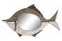 DKD Home Decor Espejo de Paulownia y Cristal Pez Blanco
