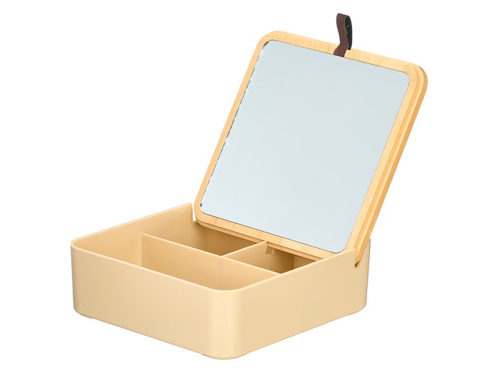 Berilo Organizador Plástico Espejo Bambú Beige 14x14x5.3 cm (Set de 12)