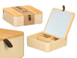 Berilo Organizador Plástico Espejo Bambú Beige 14x14x5.3 cm (Set de 12)