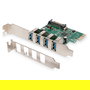 Digitus Tarjeta 4 Puertos USB 3.0 PCI Express Interna con Conexión Cableada y Velocidad de 5000 Mbit/s
