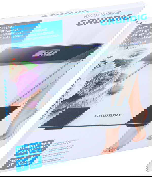 GRUNDIG Báscula de Baño Digital con Plataforma de Cristal Transparente