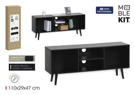 Inde Mueble Auxiliar Moblekit, 4 Compartimentos, 110 x 29 x 47 cm, Espesor 12 mm, Color Roble