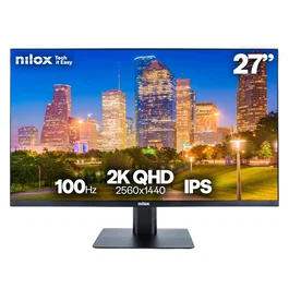 Nilox Monitor 27" NXMM272K112 - Pantalla 2K WQHD 2560x1440 IPS, 100Hz, 1ms, 2x HDMI 2.0, DisplayPort, Altavoces, Negro