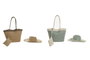 DKD Home Decor Bolso Mediterraneo Beige Verde Menta Set de 3 Piezas 10 x 28 x 43 cm