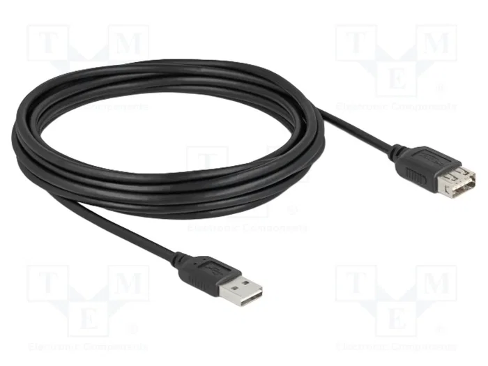 DeLOCK Cable de extensión USB 2.0 de 5 m, Tipo-A Macho a Tipo-A Hembra, Negro DeLOCK Cable de extensión USB 2.0 de 5 m, Tipo-A Macho a Tipo-A Hembra, Negro