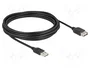 DeLOCK Cable de extensión USB 2.0 de 5 m, Tipo-A Macho a Tipo-A Hembra, Negro