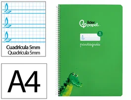 Liderpapel Cuaderno Espiral A4 Pautaguía Tapa Blanda 80 Hojas 75gr Cuadro Pautado 5mm Verde
