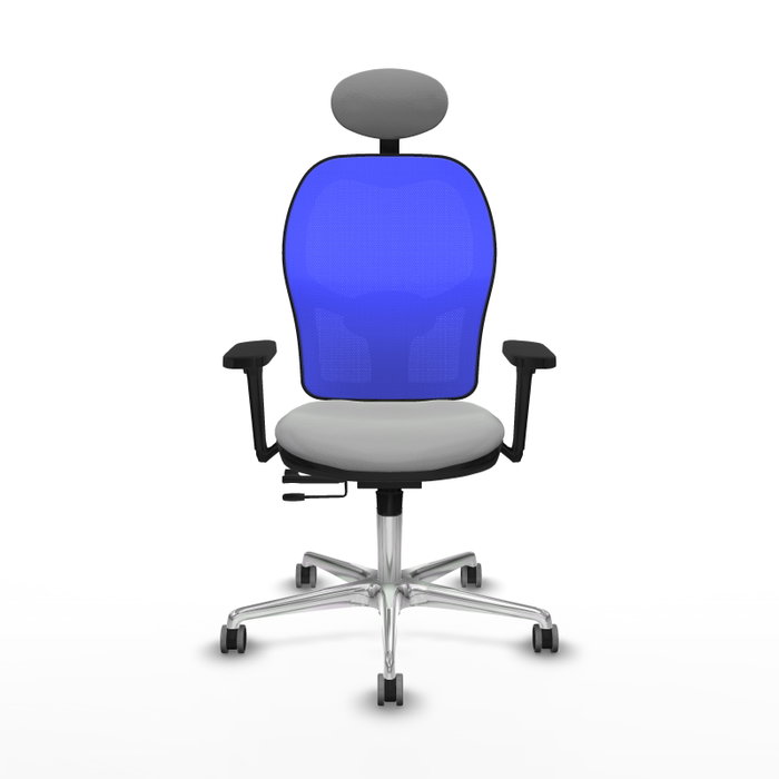 PIQUERAS Y CRESPO Silla de oficina Jorquera con mecanismo Sincro/Traslack, Gris claro y Azul