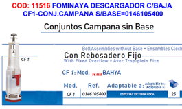 FOMINAYA Descargador WC Cisterna Baja CF1-CAMPANA S/BASE