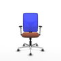 PIQUERAS Y CRESPO Silla de oficina Motilla con mecanismo Sincro, malla azul y asiento marrón