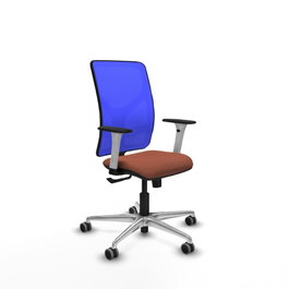 PIQUERAS Y CRESPO Silla de oficina Motilla con mecanismo Sincro, malla azul y asiento marrón