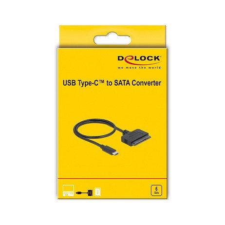 DeLOCK Convertidor USB Type-C a SATA 6 Gb/s de 22 pines, 0,5 m, Negro