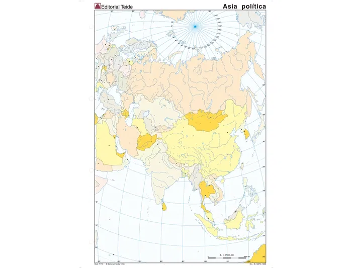 Teide Mapa Mudo Color Din A4 Asia Político Teide Mapa Mudo Color Din A4 Asia Político