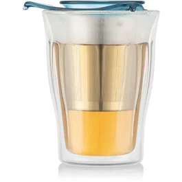 Bodum Taza de té con infusor Yo-Yo Set 0,35 L Doble pared Vidrio y acero inoxidable