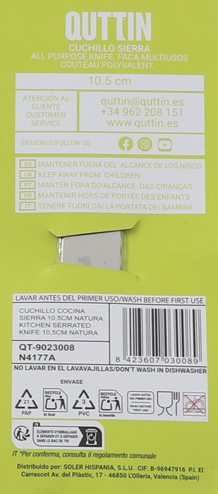 Quttin Cuchillo Sierra Multiusos Natura 10.5 cm (60 Unidades)