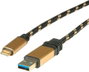 ROLINE Cable USB 3.2 Gen 2 de USB A a USB C, 0,5 m, Negro/Oro