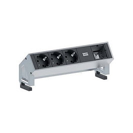 Bachmann DESK 2 Regleta de caja de enchufes con 3 salidas AC, Negro y Acero inoxidable