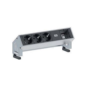 Bachmann DESK 2 Regleta de caja de enchufes con 3 salidas AC, Negro y Acero inoxidable Bachmann DESK 2 Regleta de caja de enchufes con 3 salidas AC, Negro y Acero inoxidable