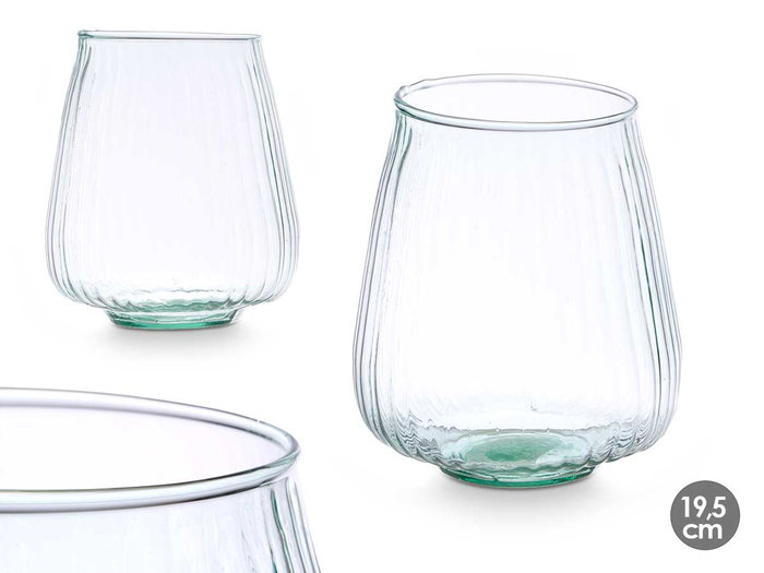 Giftdecor Jarron Vidrio Reciclado Rayado 19.5 cm Transparente 15x18x15 cm (Set de 4) Giftdecor Jarron Vidrio Reciclado Rayado 19.5 cm Transparente 15x18x15 cm (Set de 4)