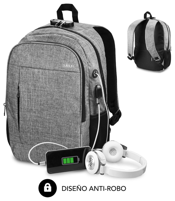 Subblim Urban Lock Backpack 16 de color Gris