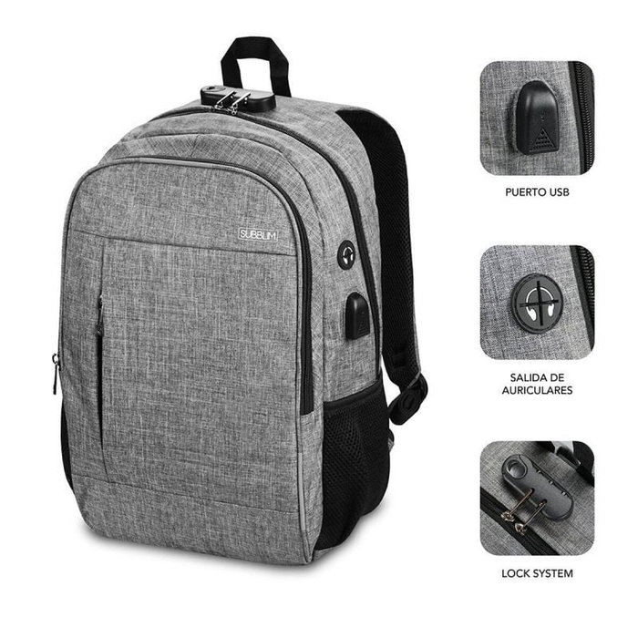 Subblim Urban Lock Backpack 16 de color Gris