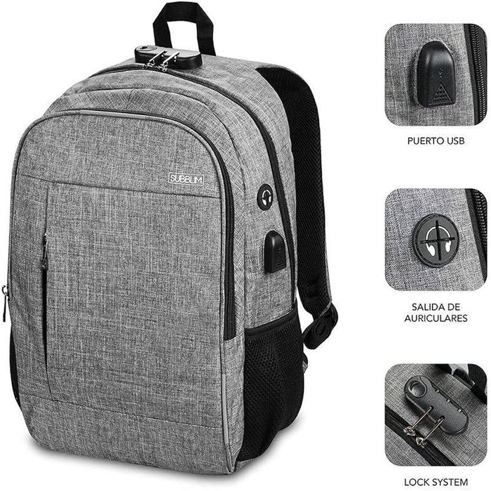 Subblim Urban Lock Backpack 16 de color Gris