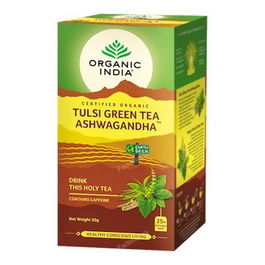 Organic India Té Verde Tulsi Ashwagandha Infusión Ayurveda