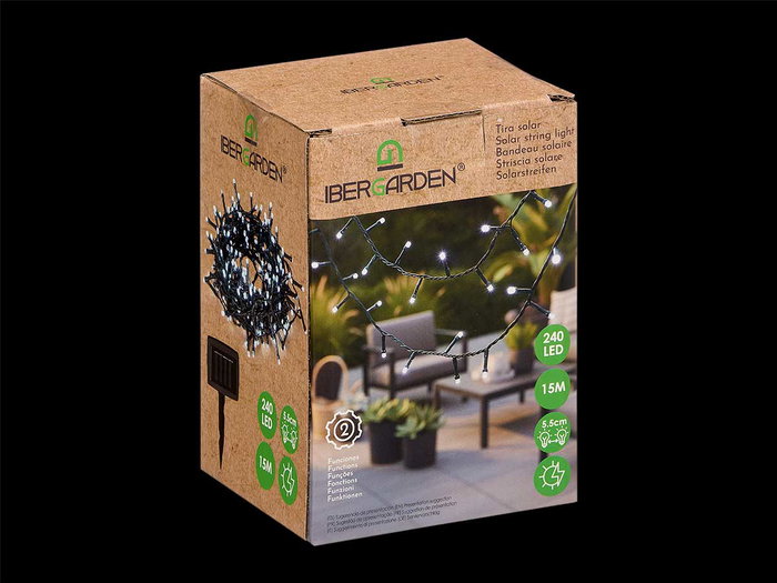 IBERGARDEN Tira Solar 15m 240 LED Luz Fría