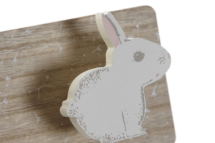 DKD Home Decor Perchero Kids Rabbits Conejos Multicolor MDF 5 x 9 x 45 cm (2 Unidades)